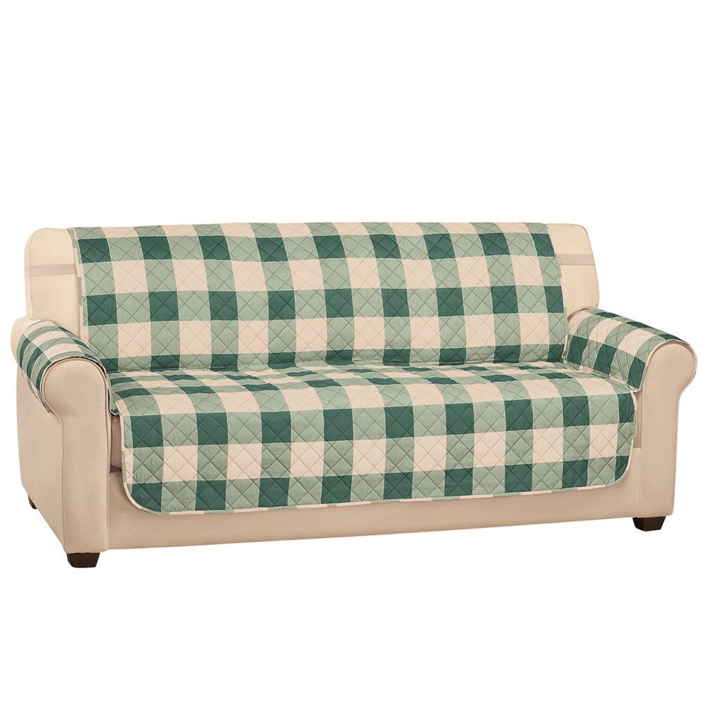 Collections Etc Buffalo Check Plaid Furniture Protector Green Sofa