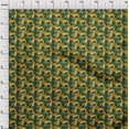 thumbnail image 4 of oneOonePolyesterSpandexMustardYellowFabricTropicalLeafWithAnimalDressMaterialFabricPrintFabricByTheYard56InchWide, 4 of 4