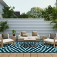 thumbnail image 2 of DEORAB Outdoor Rugs Waterproof Plastic Straw Mat 6'x9' Reversible for RV Patio Deck Beach Navy Blue & Jade Green, 2 of 6