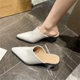 thumbnail image 3 of Womens Mules Point Closed Toe Pumps Chunky Block Heel Sandal Leather Slip-on Backless Wedged Casual Dress Shoes, 3 of 6