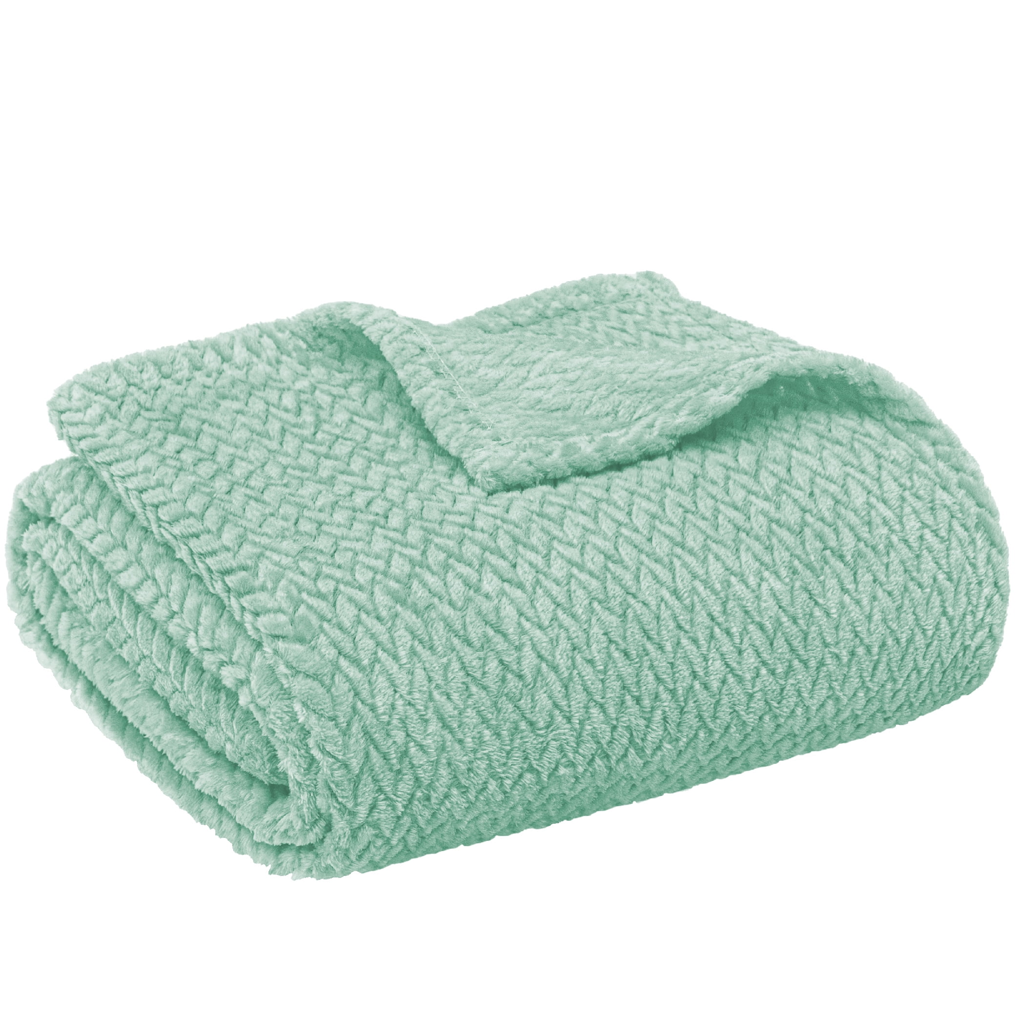 PAVILIA Soft Fleece Light Green Throw Blanket for Couch Lightweight Plush Warm Blankets for Bed Fuzzy Cozy Flannel Blanket Throw for Sofa Travel Jacquard Pattern Mint Green 50x60 inch Walmart