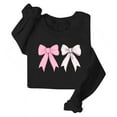 thumbnail image 4 of PiGOGI Women's Long Sleeve Printed T-Shirt - Plus Size Casual Valentine's Day Loose Top Black S, 4 of 4