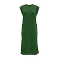 thumbnail image 7 of VBVC Women's Slim Sleeveless Tank Midi Dress , Casual Summer Side Slit Dress For Women , Ladies' Lightweight Crewneck Tunic Dress with Pockets,Army Green,S-2XL, 7 of 7