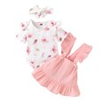 thumbnail image 3 of Herrnalise Infant Baby Girls Floral Print Romper Bodysuit+Suspender Skirts Outfits Set, 3 of 9
