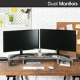 thumbnail image 5 of J JACKCUBE DESIGN Rustic Wood Dual Monitor Stand with Adjustable Angle Riser 2 Monitors Office Desk Organizer Computer Table top Screen Shelf for PC TV Laptop - MK547A, 5 of 7
