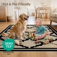 thumbnail image 4 of ODIKA 6'x9' Ultra-Soft Area Rug, Grid Geometric Lattice Neutral Checkered Border Frame Farmhouse None Washable, Bare feet friendly, Silk-Touch for Guest Room, Bedroom, 4 of 7