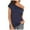 Navy, variant on T Shirts for Women Casual Off Shoulder Solid Color Irregular Top Short Sleeve Comfortable Fashion T Shirt