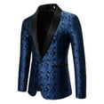 thumbnail image 2 of SMihono Men's Trendy Blazer Suit Jacket Lapel Collar Formal Button Front Stretch Suit Coat Prom Wedding Long Sleeve Tuxedo Slim Fit Solid Sports Business Pocket Work Office Lightweight Blue XXL, 2 of 4
