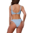 thumbnail image 3 of Conjuntos de bikini de corte racerback con recortes INSPIRE CHIC para mujer, 2 piezas, parte superior de cuello redondo y parte inferior triangular, trajes de baño pequeños en azul claro, 3 of 5