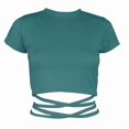 thumbnail image 4 of Rhuody Cute Tops For Women Short Sleeve Tee Solid Color Slim Fit Crop Tops Women Clothing Dark Green, 4 of 4