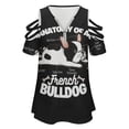 thumbnail image 4 of French Bulldog Womens Summer V Neck Zipper Top Short Sleeve T Shirt Off Shoulder Top Casual Classy Loose Shirts, 4 of 7