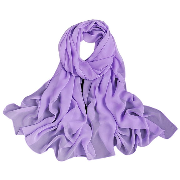 AWZXDE Women's Gradient Color Elegant Long Silk Scarf - Flowy Wrap for Spring/Summer Styling Purple,One Size