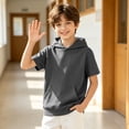 thumbnail image 2 of CONZONE Toddler Boys Hoodies Short Sleeve Hooded Sweatshirts with Pocket Fall Pullover Boys Clothes Size 4-5 Years, 2 of 8