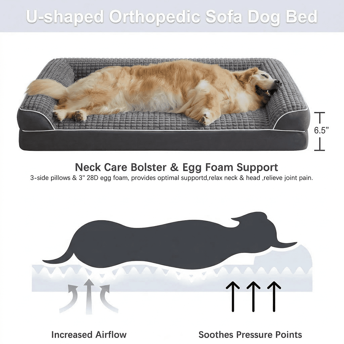 WNPETHOME Dog Beds for Large Dogs, Orthopedic Dog Bed for Medium Large Dogs,Big Waterproof Couch Dog Pet Bed with Removable Washable Cover