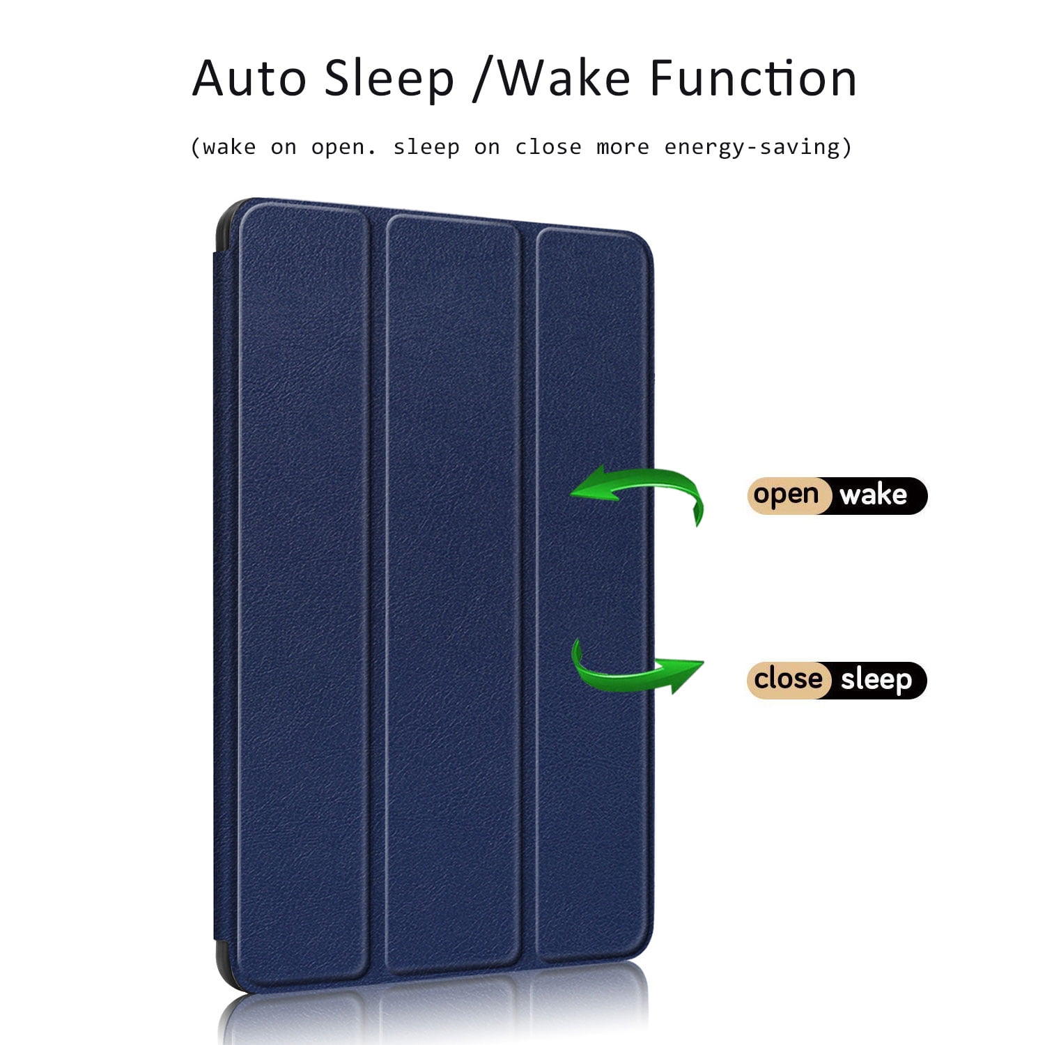 Allytech iPad 10.2 Case with Pencil Holder, iPad 8th 7th Generation Case Cover, Ultra Slim Folding Stand Smart Shell Auto Sleep Wake Shockproof TPU Back Cover for Apple iPad 10.2, Darkblue