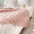 thumbnail image 2 of ROSEKIND Diamond Textured Tassel Throw Blanket, Soft Knitted Decorative Blankets 60X80inch., 2 of 6