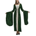 thumbnail image 6 of IROINNID Reduced Long Sleeve Dress for Women Full-Length Empire Dress Vintage Hooded Dress Tie Flared Sleeves Skirt,Green, 6 of 7