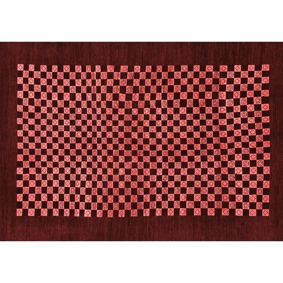 Ahgly Company Indoor Rectangle Checkered Red Modern Area Rugs, 5' x 7'