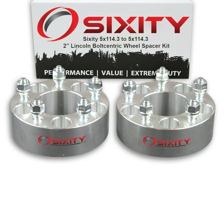 Sixity Auto 2 pc 2" 5x114.3 Wheel Spacers compatible with Lincoln MKZ Zephyr M12x1.5mm 1.25in Studs Lugs