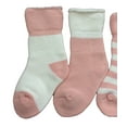 thumbnail image 2 of Lian Style Children's 3 Pairs Combed Cotton Crew Socks Stripes Pink Size0M-6M, 2 of 4