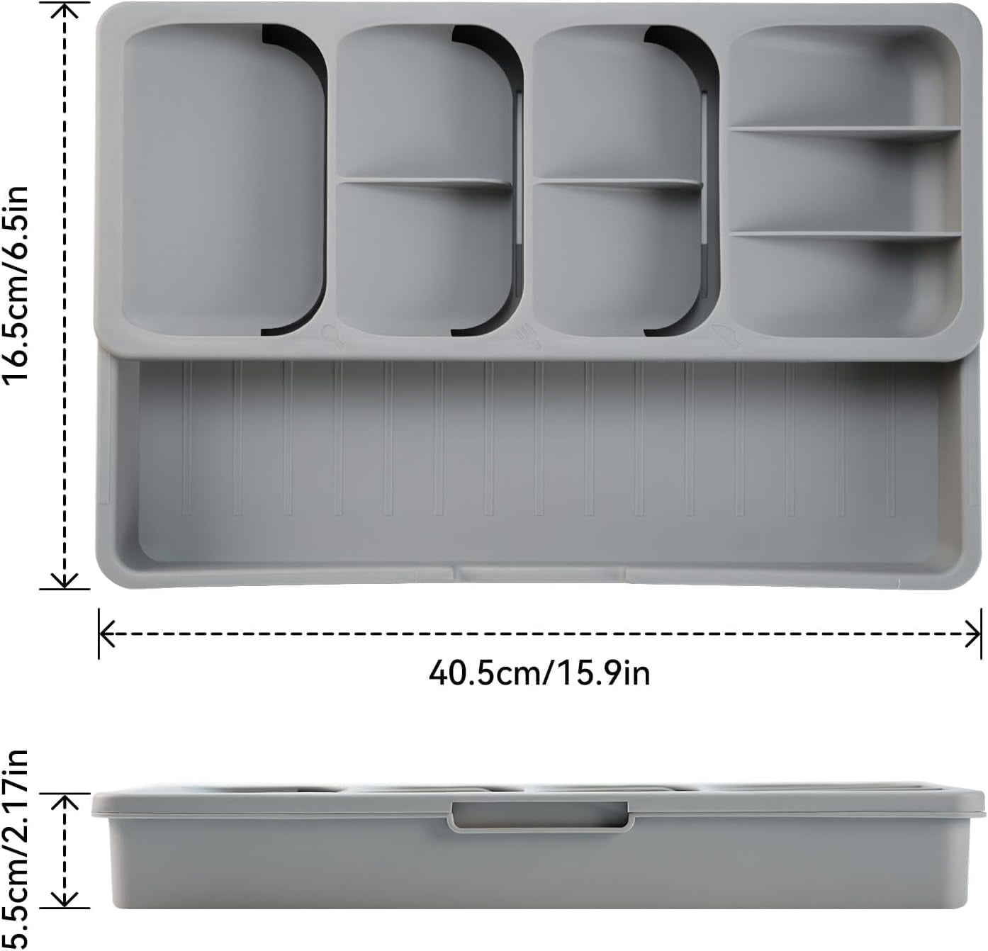 mirlewaiy Expandable Silverware Drawer Organizer Tray, Adjustable Utensil Holder for Kitchen Drawers, BPA-Free Plastic Cutlery and Flatware Storage Divider