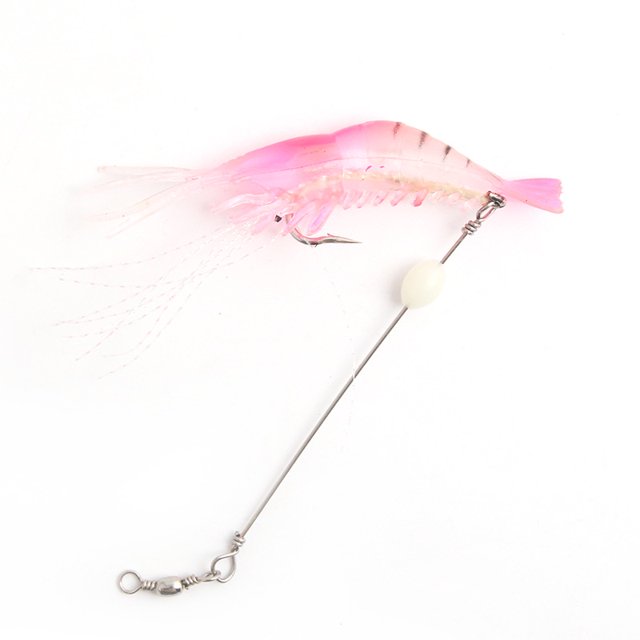 Señuelo De Camarón Luminoso Con Gancho Giratorio Cuentas De Silicona Artificial Resplandor Cebo De Pesca Aparejos Para Agua Salada De Dulce