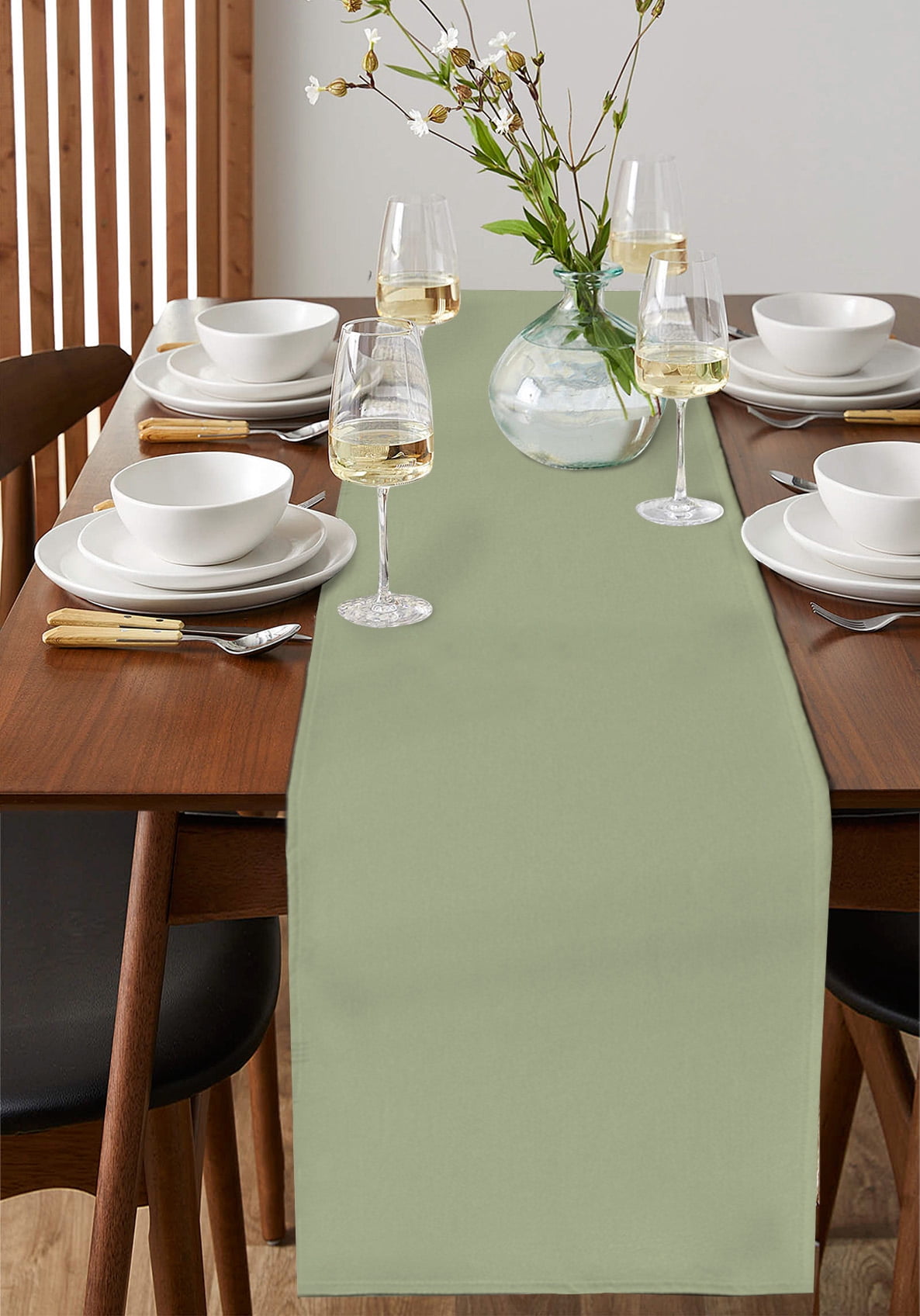 Table Runner Dresser Scarf 13 x 36 Inch Soild Color Sage Green Table Runners Non-Slip Heat Kitchen Dining Table Decor for Kitchen Farmhouse Indoor Outdoor Home Party
