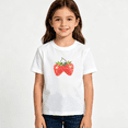 thumbnail image 2 of Girls Graphic Tees Twin Strawberries Kids T Shirt Cute Summer Fruit 100% Cotton Short Sleeve Soft Tops 4-13Y, 2 of 5