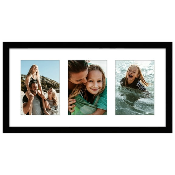 Americanflat 10x20 Collage Picture Frame to Display 3 Photos at Once - Black