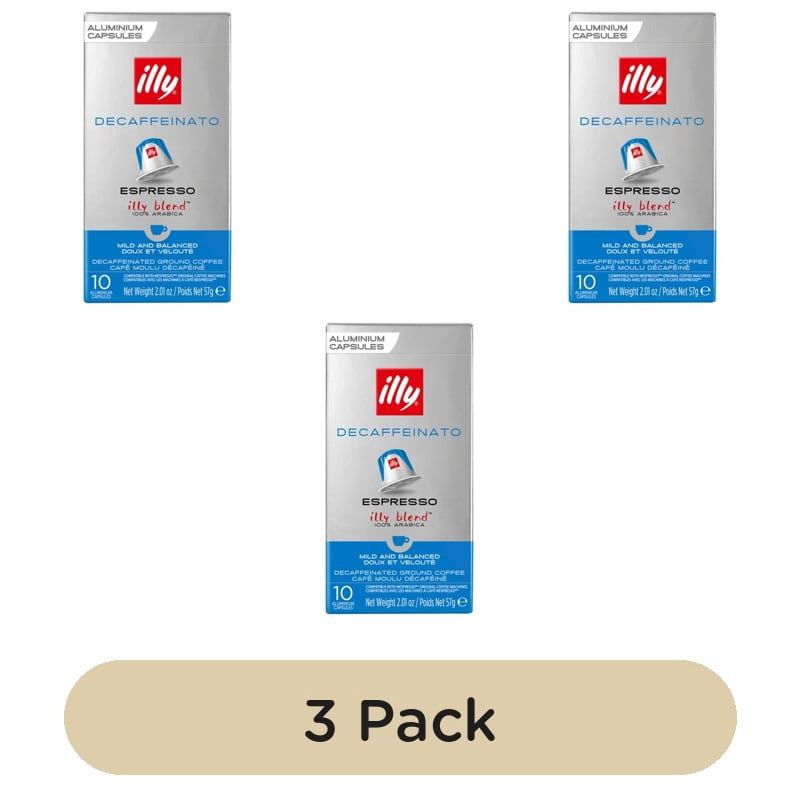 illy Decaffeinated Espresso Capsules, 10 pods per pack, British Import (Pack of 3)