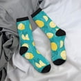 thumbnail image 5 of Fotbe Lemon Blue Pattern Long Socks for Men & Women – Breathable & Stretchy Compression Socks, Ideal for Running, Travel, and Everyday Wear Size 5-11, 5 of 6