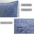 thumbnail image 3 of Textured Lumbar Pillow Covers 12 x 20 inches Navy Blue Set of 2 |Decorative Stitched Edge Chenille Cushion Covers | Modern Accent Small Pillow Cases, 3 of 4