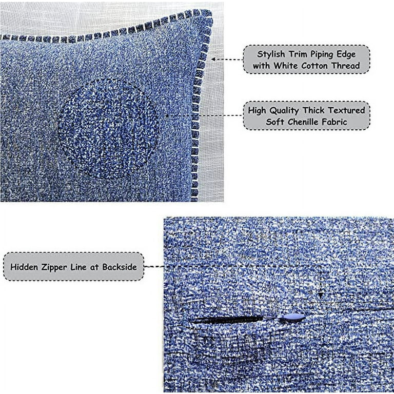 Walmart Chenille Throw Pillow Covers, 2 Pack, 18x18, Navy
