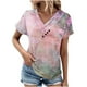 thumbnail image 1 of Mujeres de Verano Superior, V-Cuello Casual Camiseta de Moda de Manga Corta Hecha de Cómodo Estante de Imitación para Toda la Temporada de Uso Diario, Camisetas Cortas para Mujeres, 1 of 4