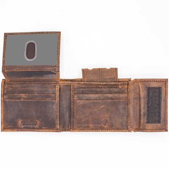 Men’s Leather Bifold Wallet with Velcro Key Holder Closure for Him