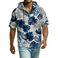 thumbnail image 4 of QHRMKOG Mens Hoodies Trendy 1/4 Zip Street Hooded Sweatshirt Relaxed Fit Hawaiian Print Drawstring Hoodies 2026 Summer Short Sleeve Top Blue M, 4 of 8