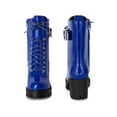 thumbnail image 5 of BLISSFUL STEP Round Toe Platform Chunky Heel Combat Boots for Women Blue (Size 10), 5 of 6