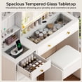 thumbnail image 4 of Ktaxon Large 47.2" Makeup Vanity with 3 Color Lights, Vanity Desk with USB Charging Station, Vanity Makeup Table with Visible Drawers, Hidden and Open Storage Shelves, White, 4 of 12