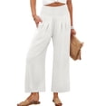 thumbnail image 1 of Pantalones Palazzo ANRABESS blancos de cintura alta y pierna ancha para mujer, 1 of 6