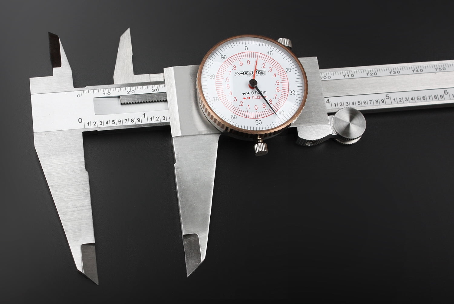 Accusize 12'' by 0.001''/300mm by 0.02mm Dual Needle Precision Dial Caliper,Imperial/Metric, P920-S232