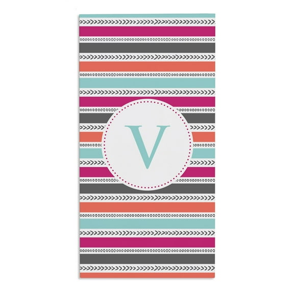 Personalization Mall Pattern Initial 30x60 Beach Towel, Hot Pink