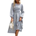 thumbnail image 3 of Valcatch Women's Crew Neck Long Sleeve Dresses Floral Ruffle Flowy Maxi Dress, 3 of 6