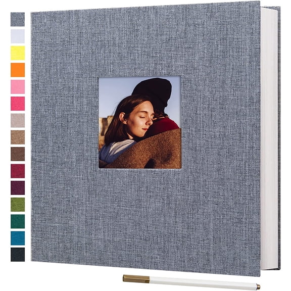 Large Photo Album Self Adhesive 4x6 5x7 8x10 Pictures Linen Cover 40 Blank Pages Magnetic DIY Scrapbook Albums with A Metallic Pen (Gray)