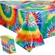 thumbnail image 1 of wonima02 4 PCS Tie Dye Plastic Tablecloth Hippie Disposable Tablecloths 60s Party Table Cover Colorful Swirls Table Cover Rectangle Rainbow Tablecloth for Birthday Party Favor Dining Decor, 1 of 1