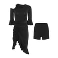 thumbnail image 4 of Haitryli Women Latin Dance Dress with Short Tango Stage Performance Practice Skirt Salsa Cha Cha Dance Outfit Black L, 4 of 5