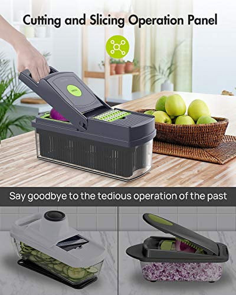 Vegetable Chopper 14-in-1 CHOOBY Onion Chopper Dicer with Container Multifunctional Veggie Slicer Food Cutter with 9 Stainless Steel Blades Household