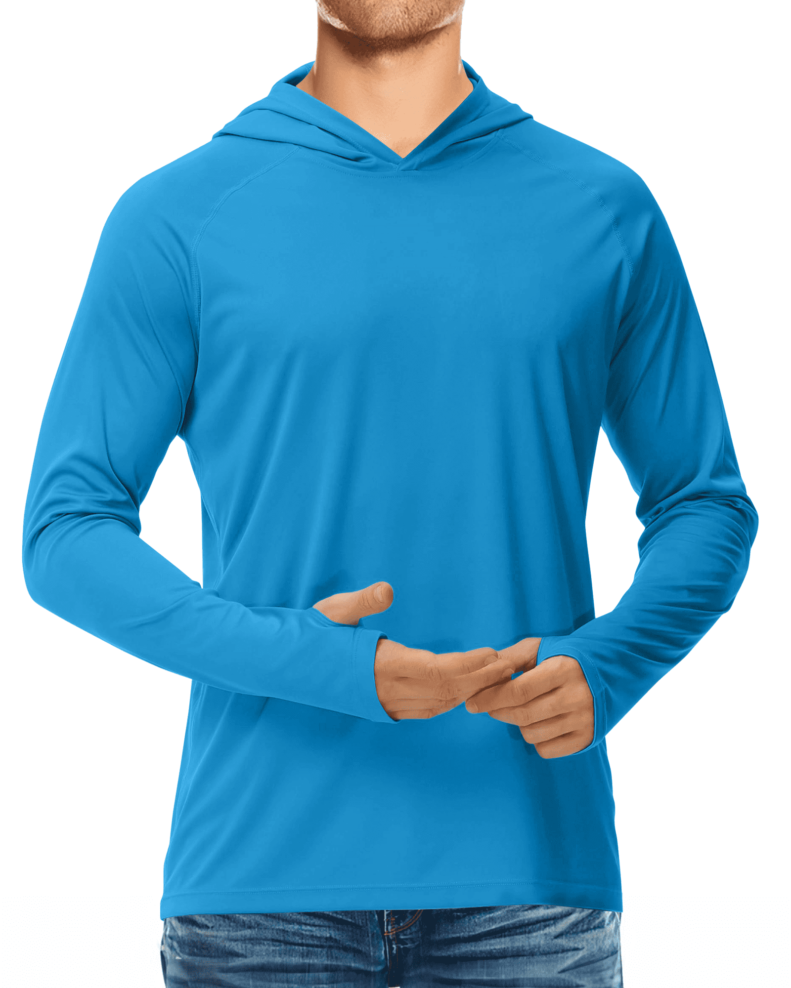 Sanmadrola Mens UPF 50+ Sun Protection Hoodie Fishing Shirts for Men Long Sleeve SPF Hiking Running Workout Thumbhole Shirt Hooded Quick Dry Lightweight