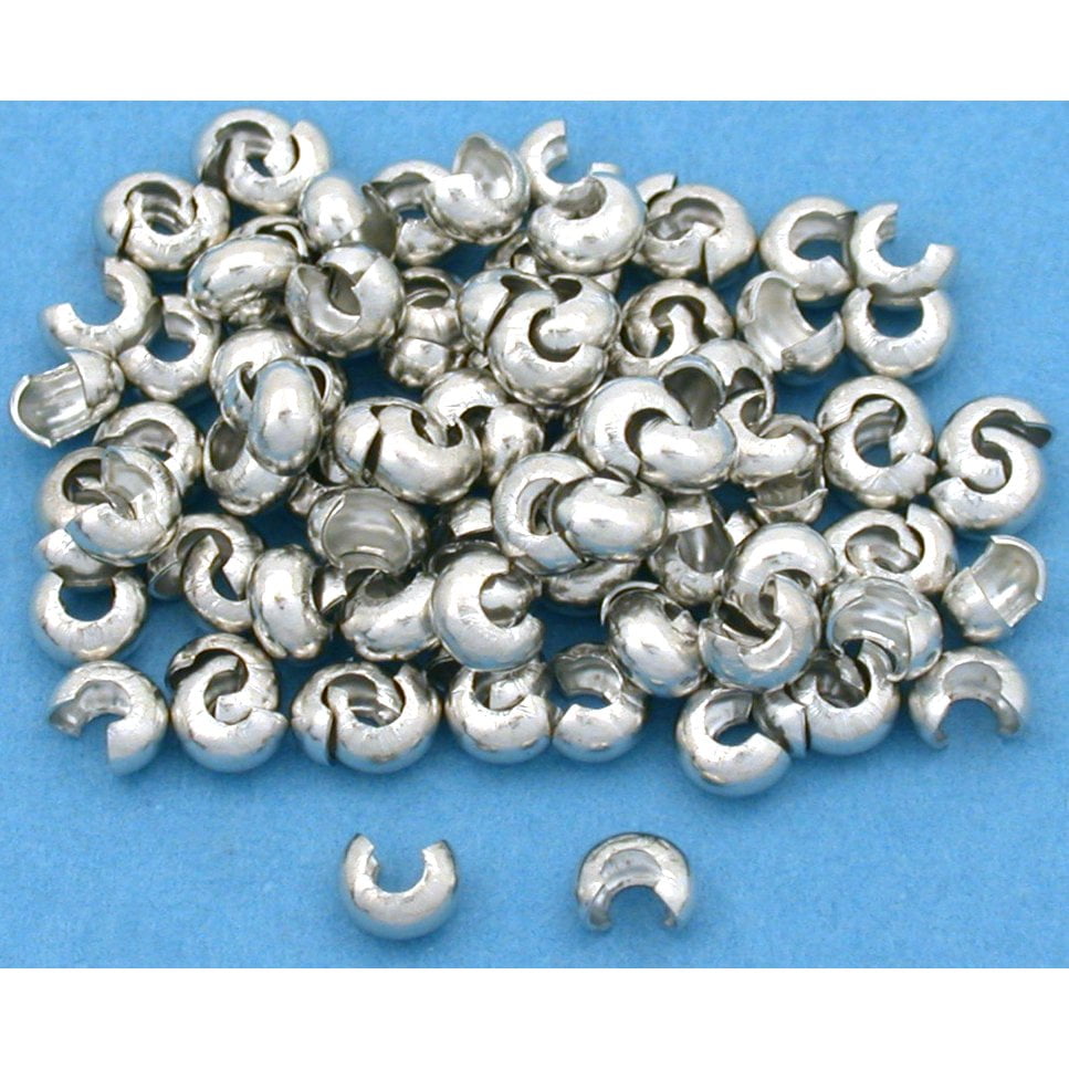 Crimp Bead Covers Silver Tone 5mm 100Pcs