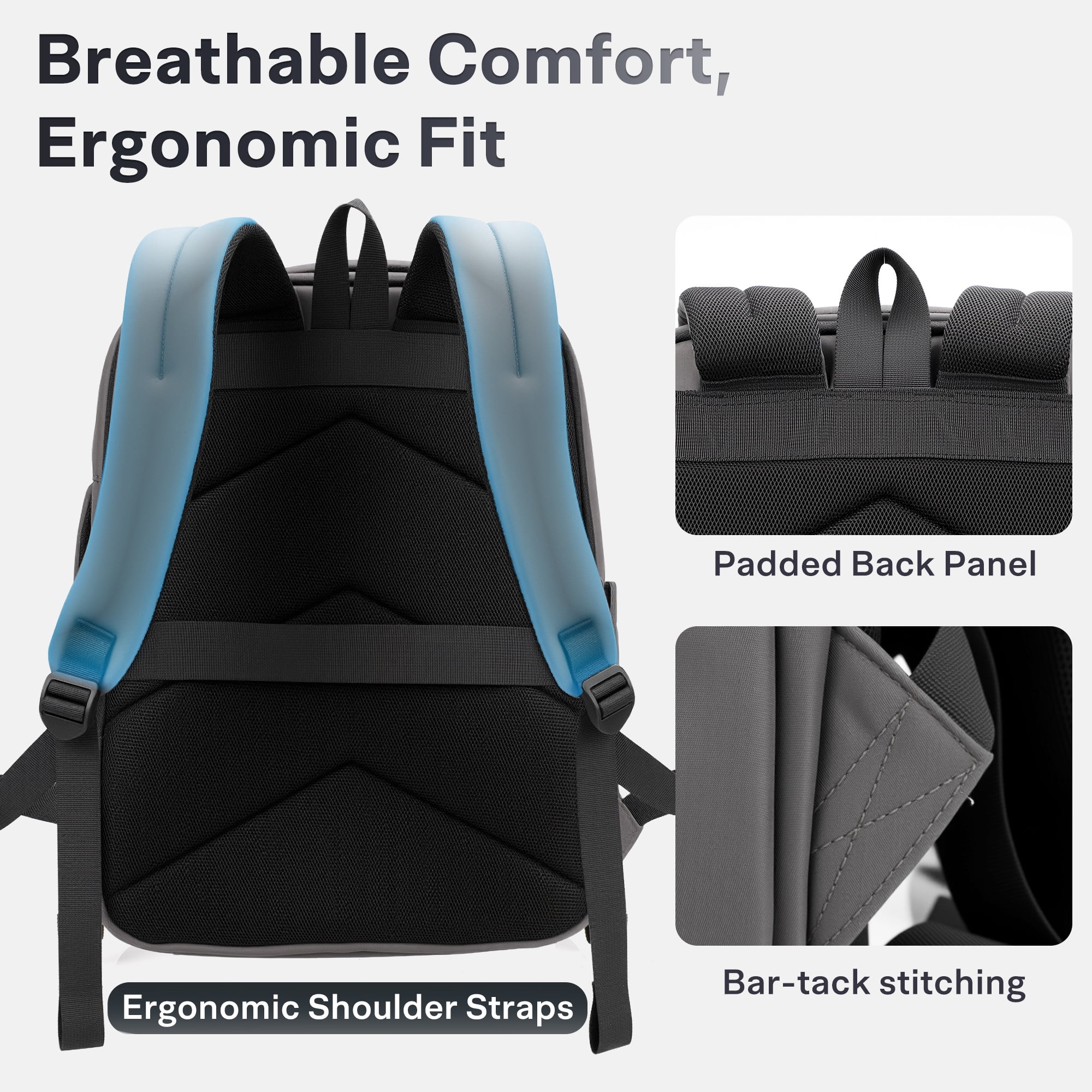 Aisboks Travel Backpack for Adult,17.3''Laptop Backpack with USB Charging Port,Airline Approved Personal Item Bag,Wear and Water Resistance Business Backpack,Dark Gray，Gift for Father's day