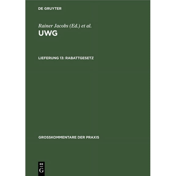 GroÃkommentare Der Praxis Rabattgesetz, (Hardcover)